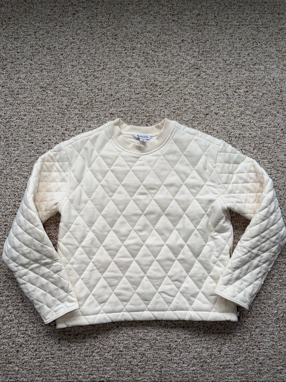 Athleta Quilted Diamond Crewneck Sweater - Cream